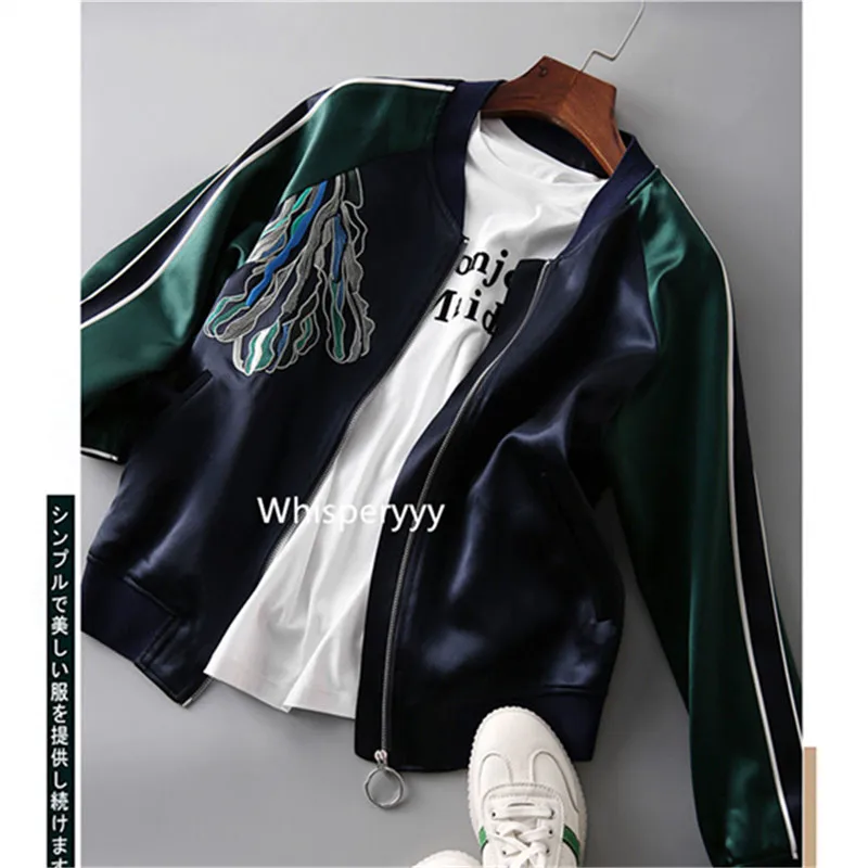 

Women Baseball Jacket Short Printing Casual Loose Long Sleeves Outerwear 2022 Autumn New Coats Korean Fashion Female Clothing
