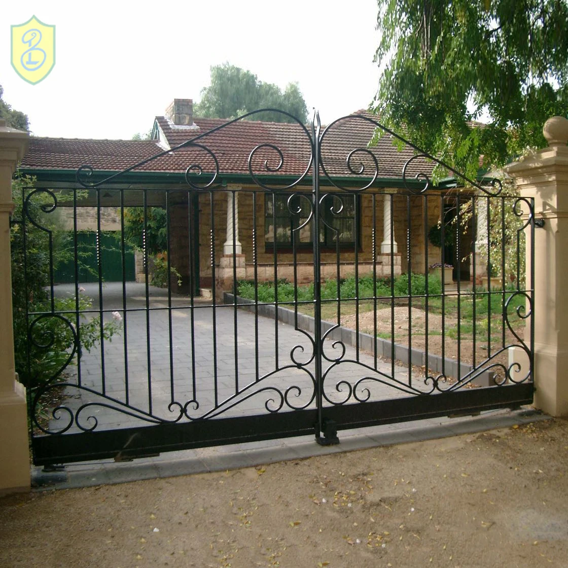 Exterior Metal Sliding Wrought Iron Gate Galvanized Steel Fence Door Iron Gate Design