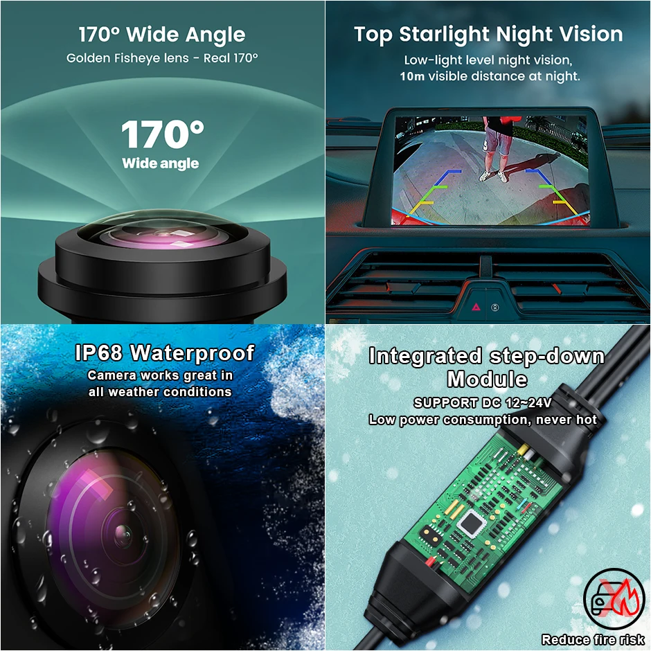 170&deg; 1080P HD Night Vision Vehicle Rear View Reverse Camera For VW Volkswagen Polo 6R Golf 6 Passat CC MK6 Magotan Bora