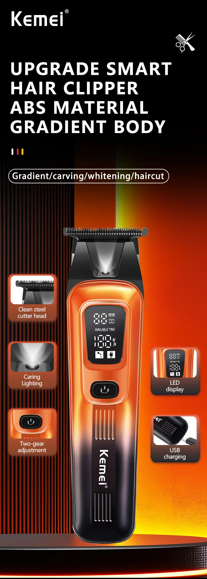 Kemei KM-037 Professional Hair Trimmer description image