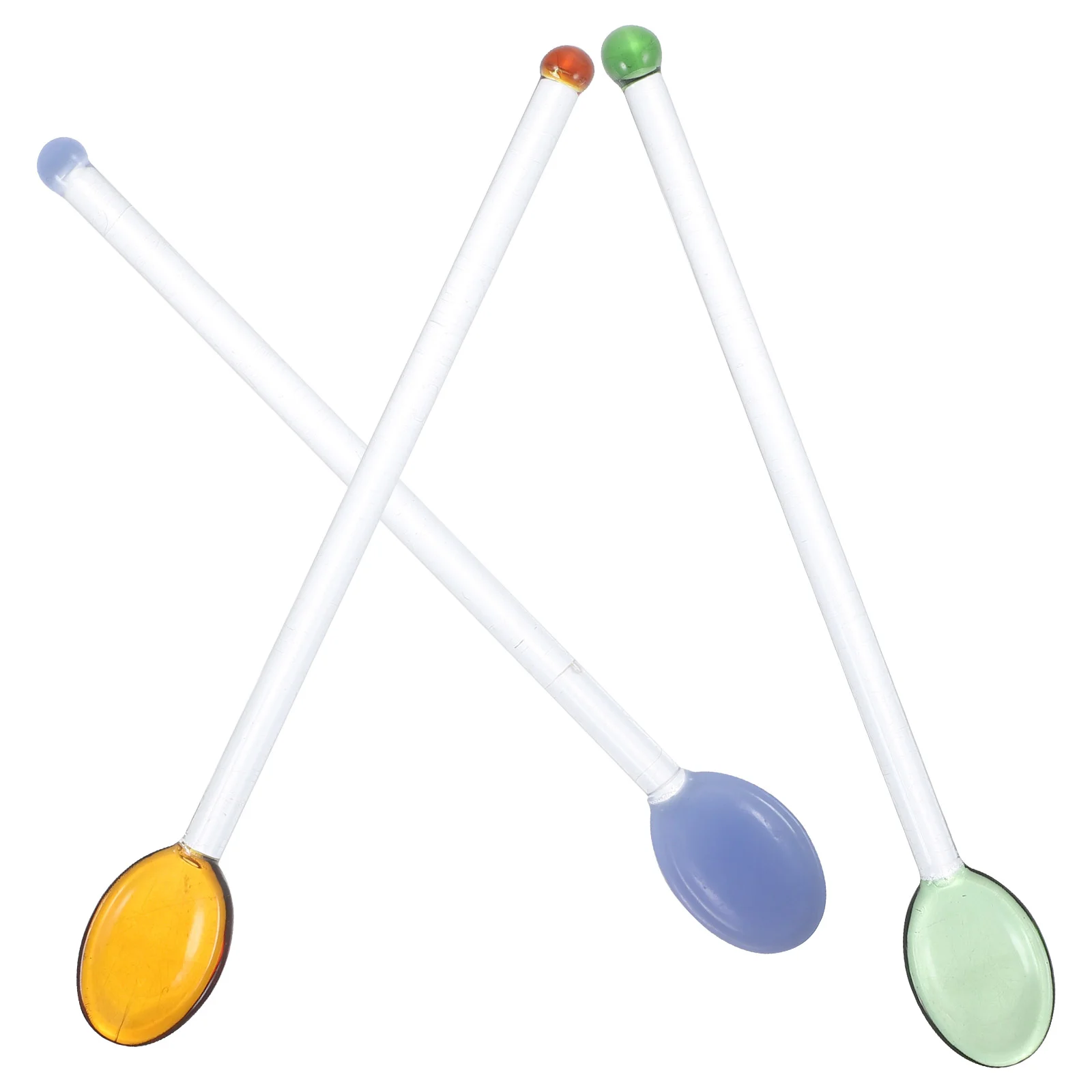 

Transparent Long Handle Glass Milk Drink Round Shape Lovely Stirrers Swizzle Stirring Rods for Household (Assorted Color)