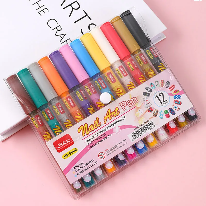 12 Color Nail Art Pen Quick Dry Waterproof Painting Graffiti Acrylic Pen DIY Design Abstract Line Nail Art Beauty Tool Supplies 6