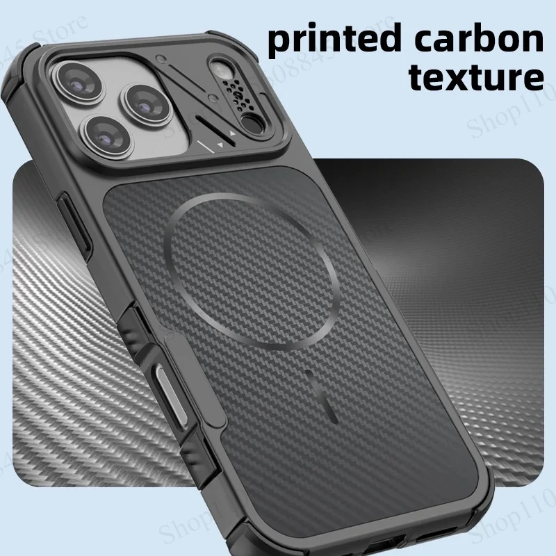 Heavy Duty Military Grade Shockproof Magnetic Case with Carbon Fiber Texture