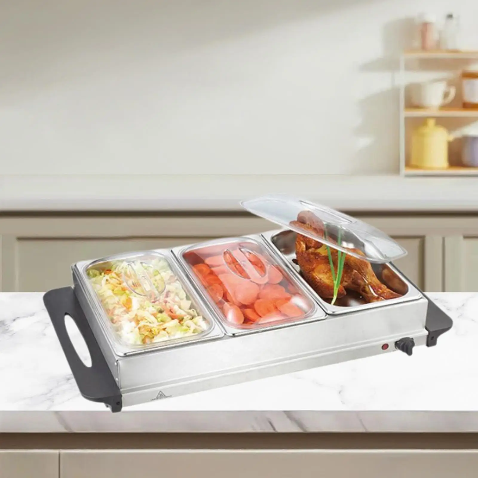 Electric et Server Tray Adjustable Temperature Stainless Steel Insulated Tray for Weddings Dinners Parties Kitchen Holidays