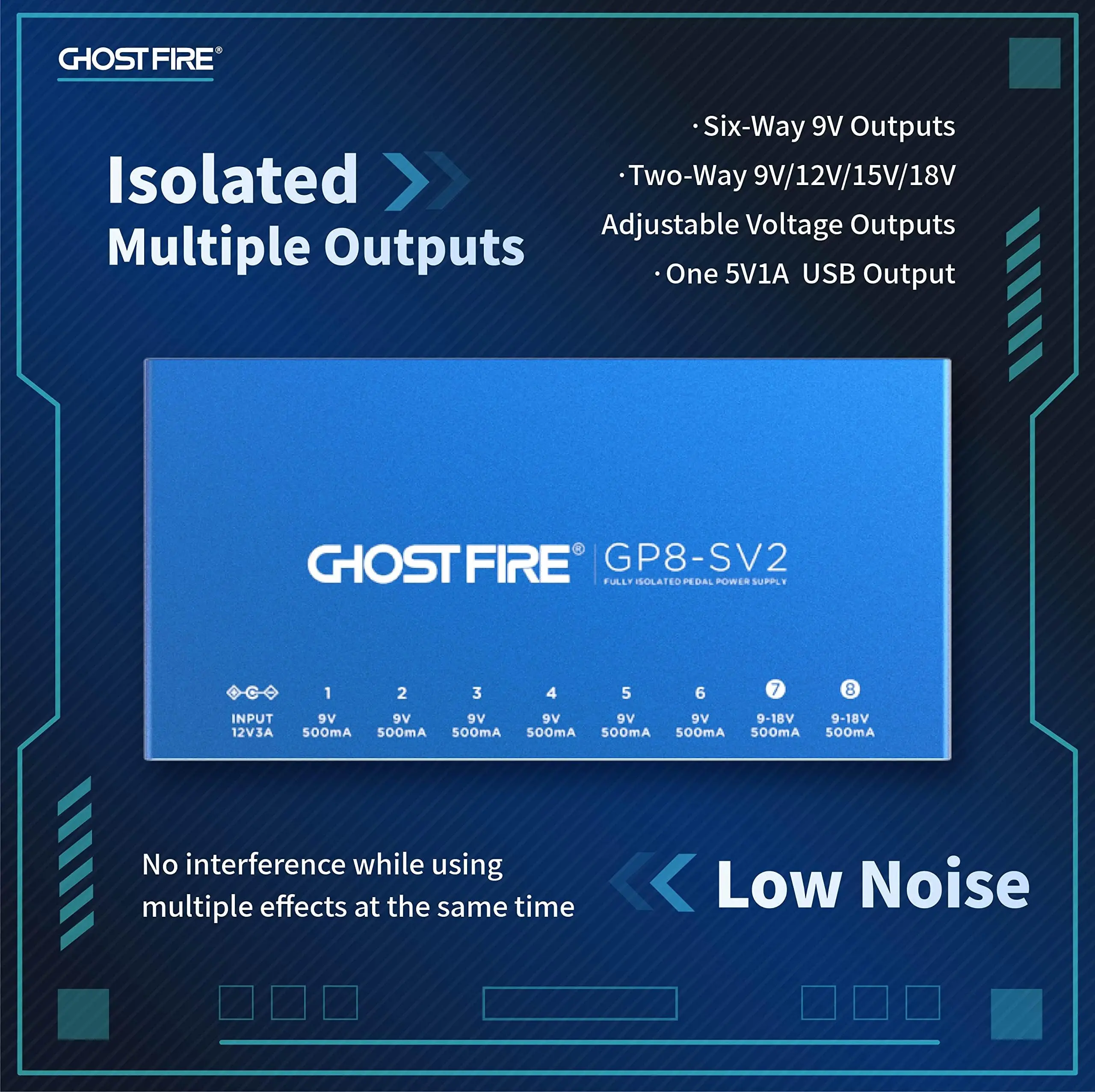 GHOST FIRE フルアイソレートパワーサプライ　GP5-SV1 GHOST FIRE GP5-SV1 Isolated Pedal Power Supply – 5