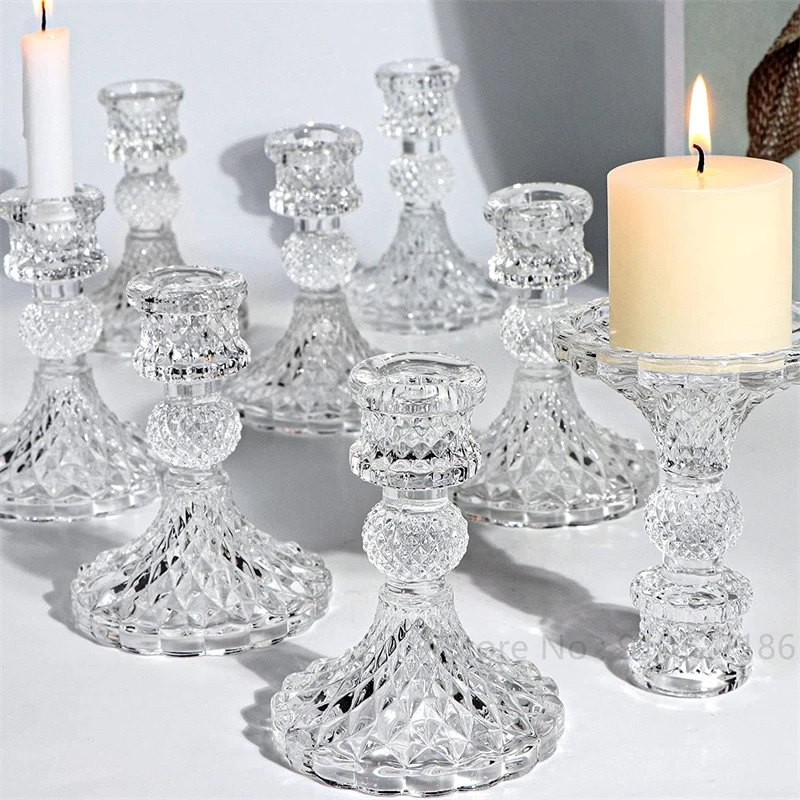 

12Pcs Candlestick Holders,4"H Taper Candle Holders Bulk,Glass Candle Holders for Wedding,Festival,Party&Windowsill Decor