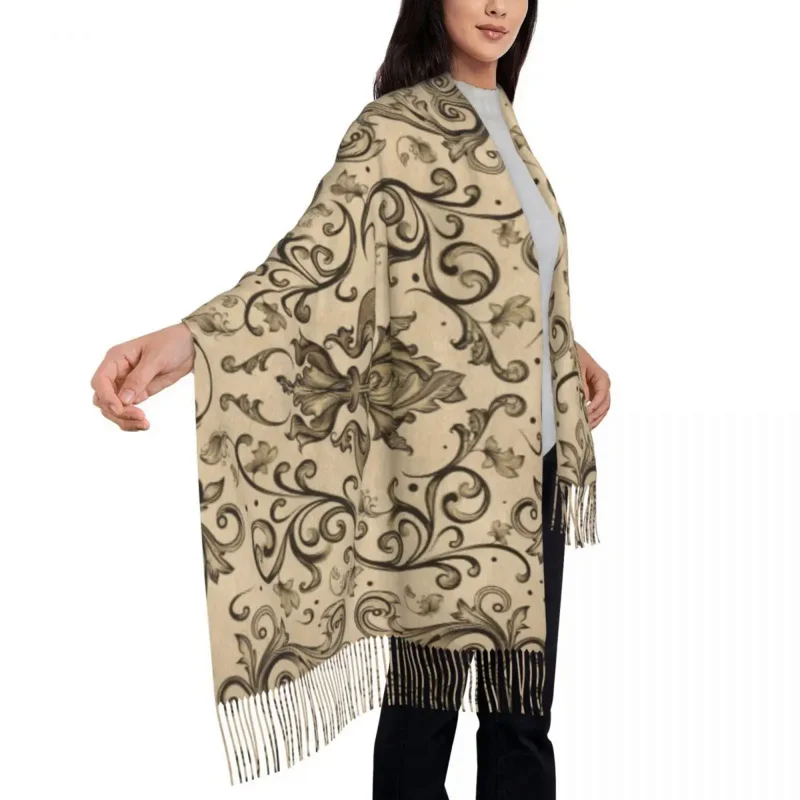 

Custom Printed Vintage De Lis Scarf Women Men Winter Warm Scarves Lily Flower Fleur-De-Lys Shawl Wrap