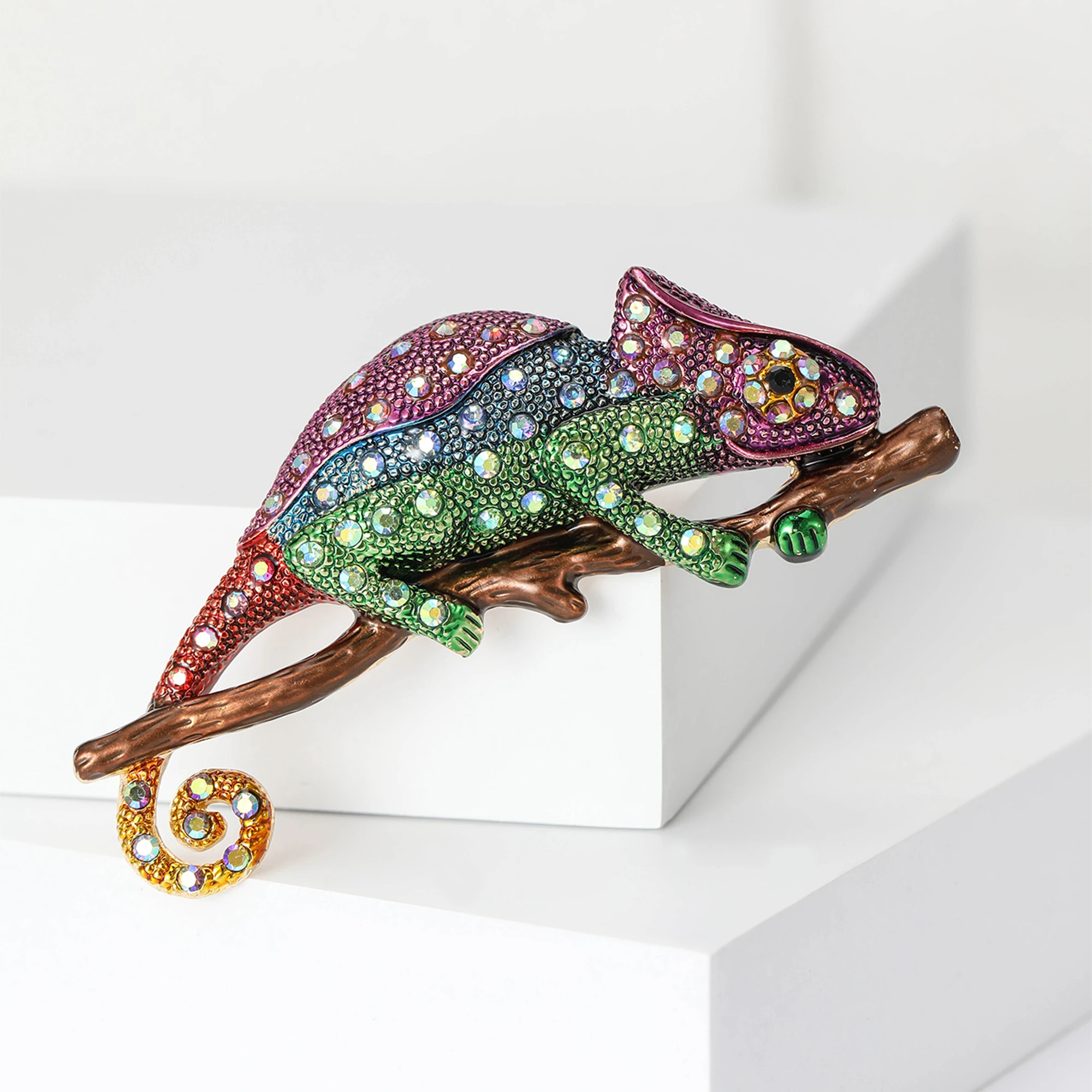 Trendy Rhinestone Chameleon Brooches for Women Unisex Collection of 3 lizard Office Party Brooch Pin New Year Gifts