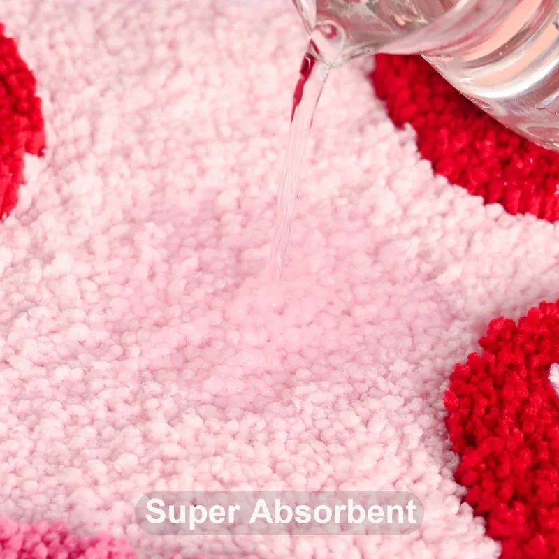 VIKAMA 베이지색 욕실 매트 화려한 꽃무늬 디자인 미끄럼 방지, 흡수성, 속건성 기계 세탁 가능 욕실 매트 액세서리