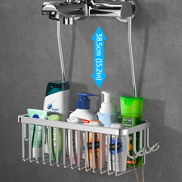 Contenitore Portaoggetti Per Doccia - Senza Fori, Con Gancio Regolabile Cromato - Foto 5