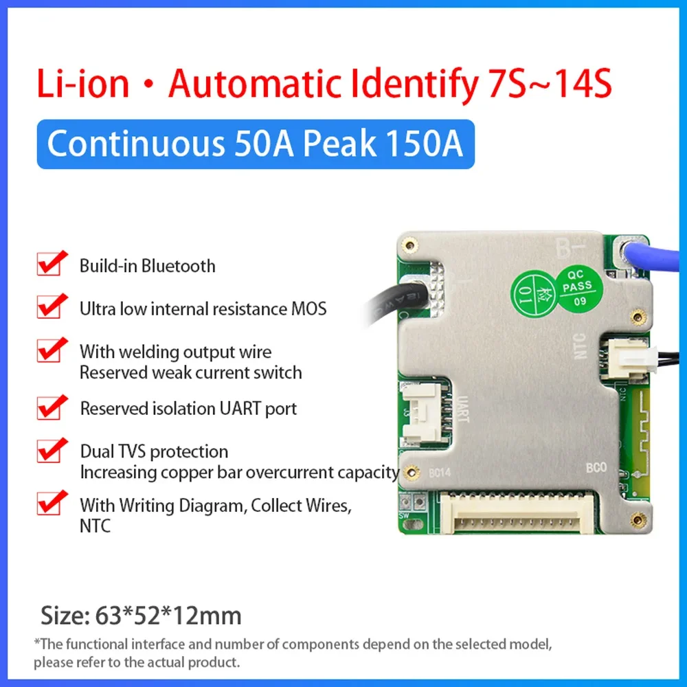 Advanced Smart Battery Management System - Automized Identification for Lithium Batteries, 20A/30A, LFP/NMC