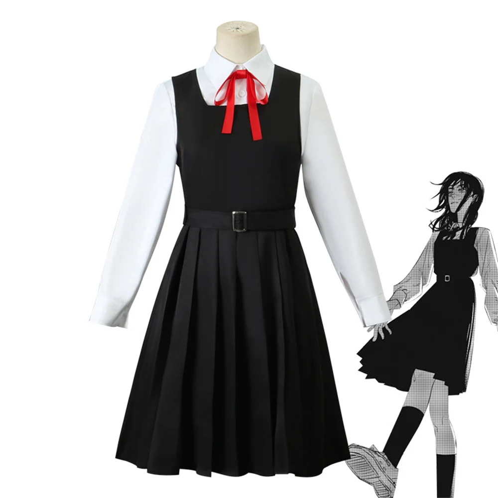 

Anime Chainsaw Man Cosplay Mitaka Asa Costume Dress Black Red Tie Women Uniform Halloween Clothes