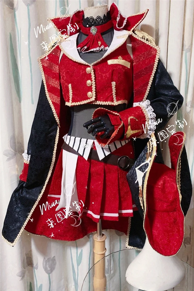 

[Customize] VTuber Hololive Houshou Marine Captain Dress Uniform Cosplay Costume Halloween Party Outfit For Women 2021 New