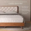 Mid Century Modern Solid Wood Queen Bed Frame Frame with Tufted Headboard, Beds Frames 4