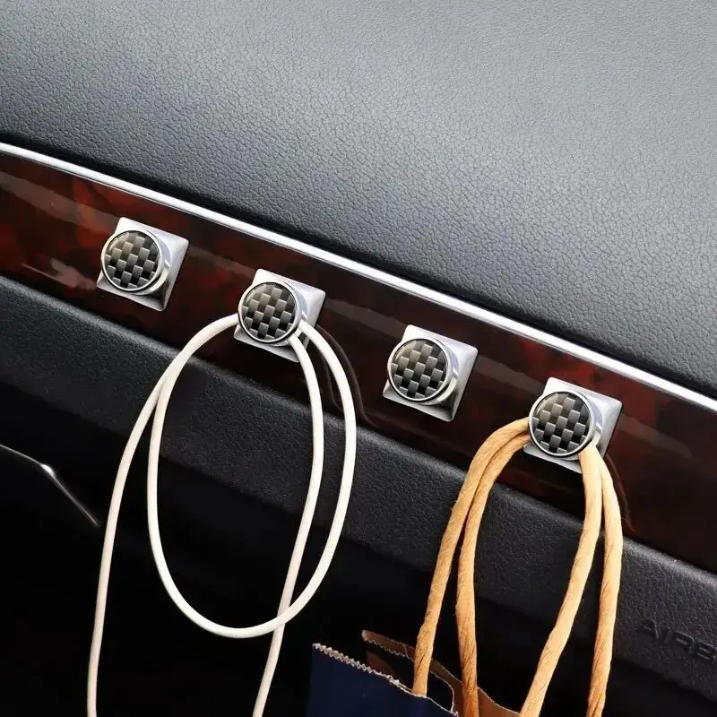 2Pcs Carbon Fiber Hooks Auto Seat Headrest Hook Car Universal Vehicle Back Seat Organizer Holder Car Hanger Interior Accessories