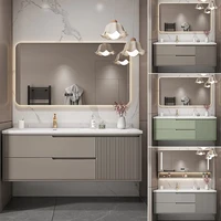 Basin With Wooden Cabine Bathroom Cabinet Vanity With Sink Furniture Combination Oak Smart Mirror Lacquered Seamless Integrated