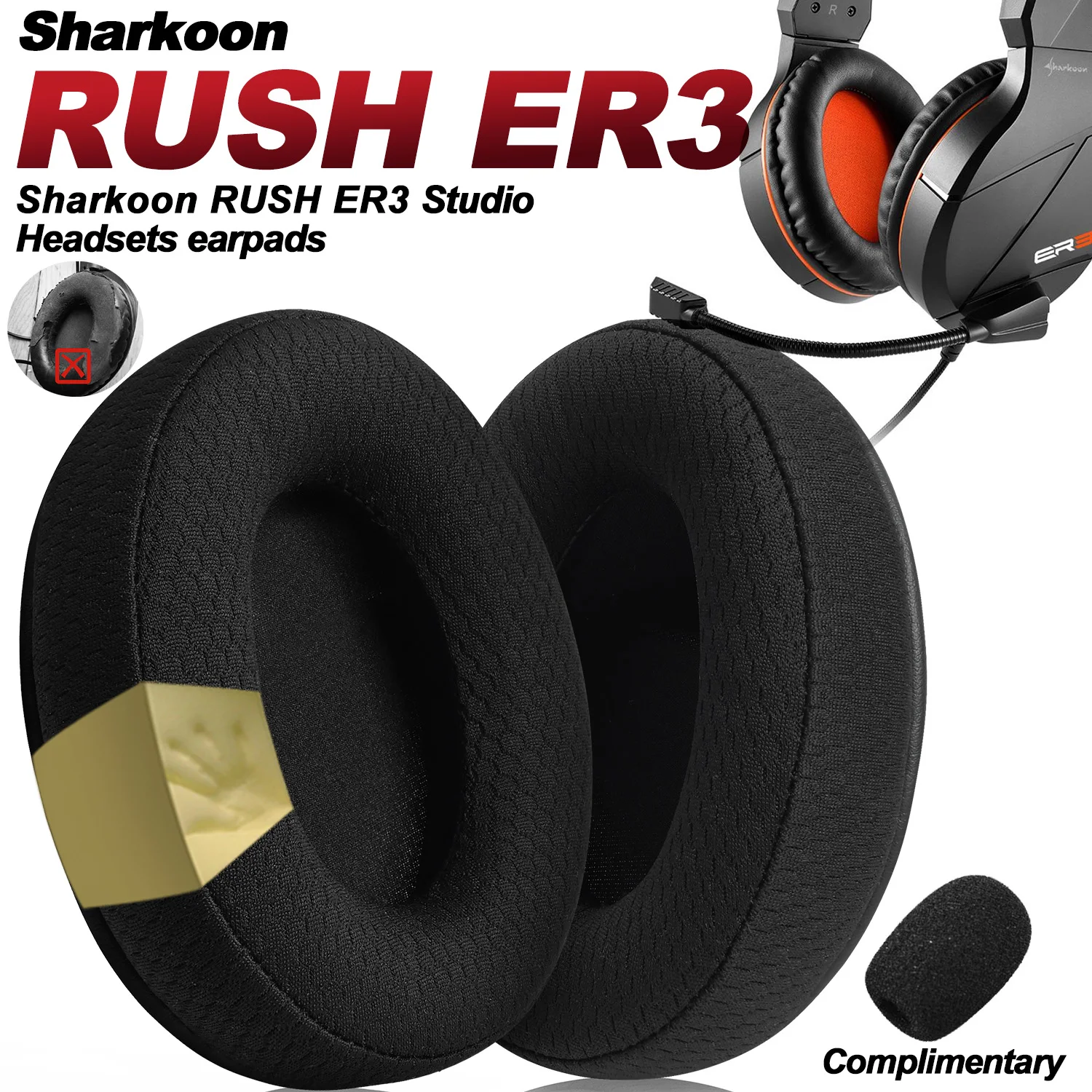 Replacement Foam Ear Pads for Sharkoon RUSH ER3 Headphones memory