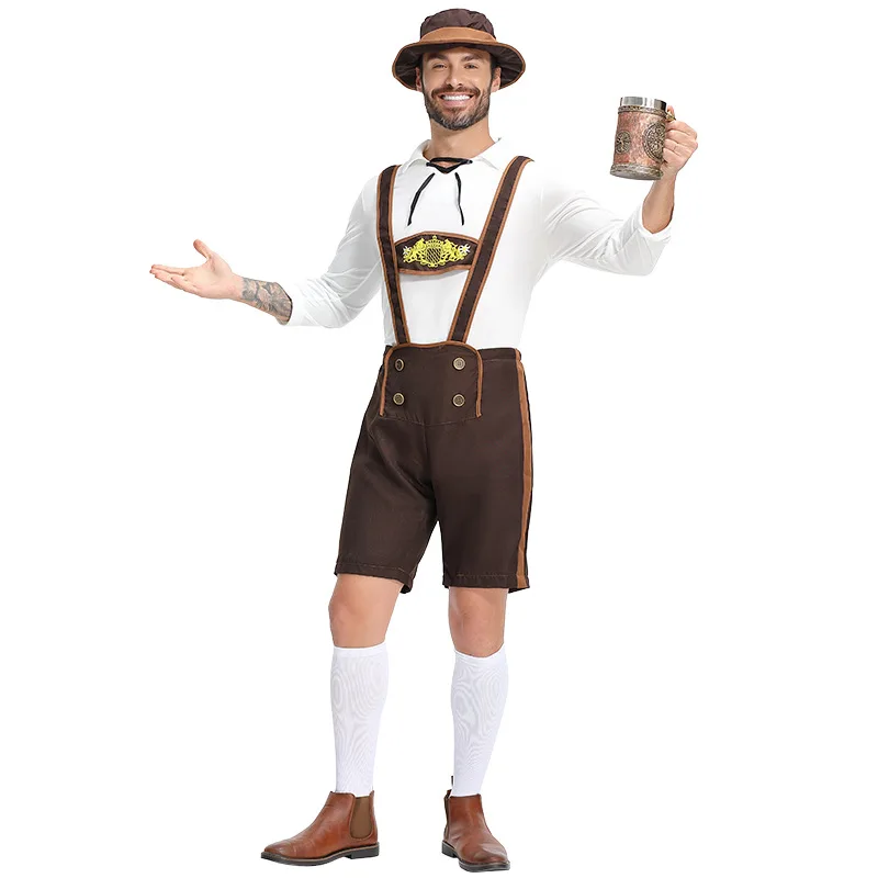 

Male German Oktoberfest Costumes Traditional German Bavarian Beer Outfits Cosplay Halloween Carnival Festival Party Clothes Suit