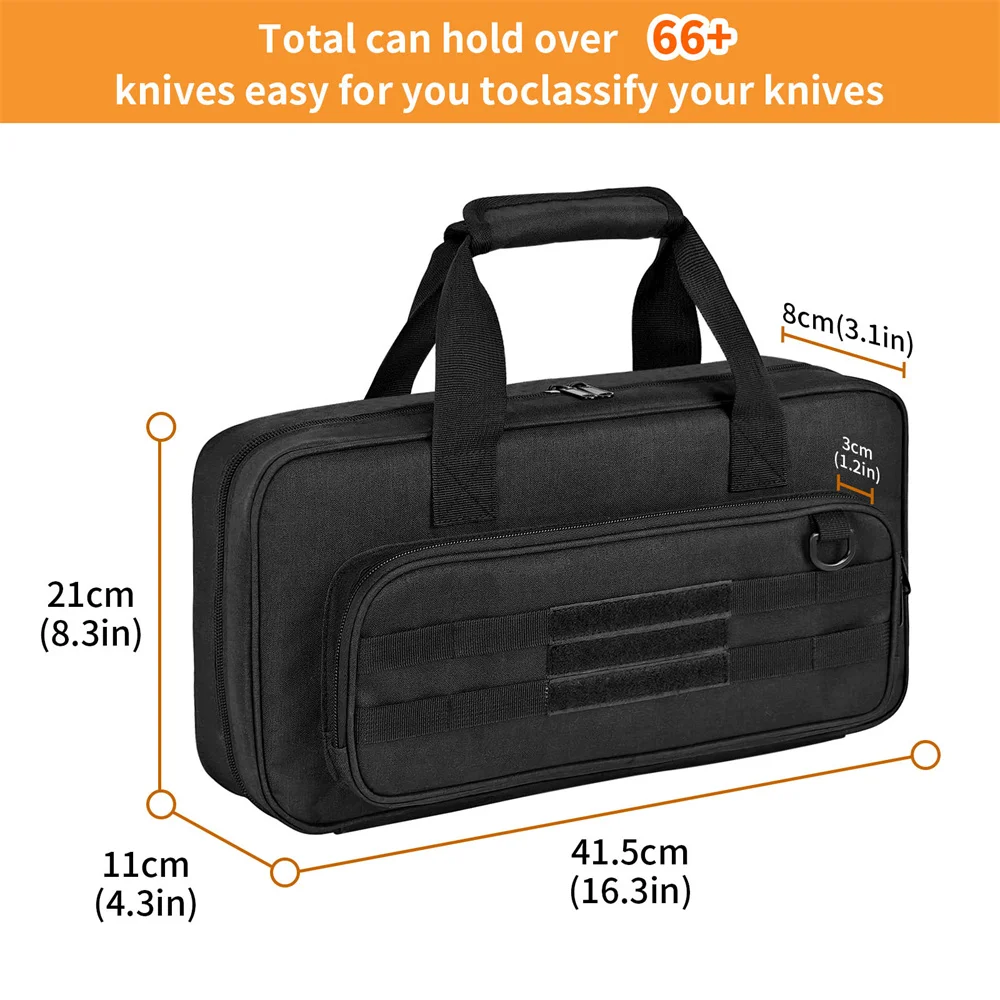 Tactical Knife Storage Bag Knives Display Bag 74+ Pocket Knife Organizer Soft Storage Case with 3 Different Size Slots
