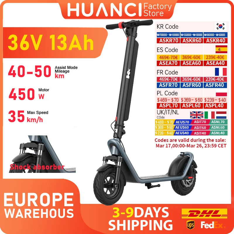 Electric Scooter 13AH 450W 35KM/H Foldable 10 Inch Smart For Adults electric scooter