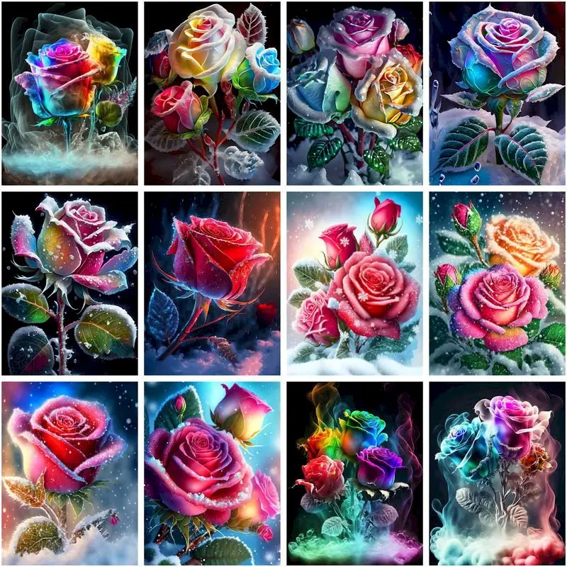 

CHENISTORY Classic Paint By Numbers Handmade Colored Rose Paintings On Number Flowers Painting Numbers Painting Decor