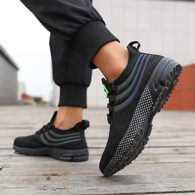 Shoes for Men 2024 Fashion Black Sports Shoes with Lace Up Outdoor Lightweight Platform Mesh Breathable Casual Running Shoes