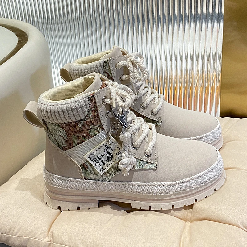 

Women's Ankle Fashion Boots Low Heel Platform Chunky Sole Lace Up Boots