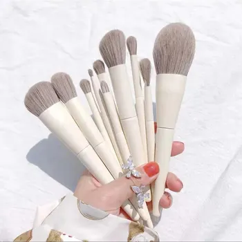 Pennello per trucco da 10 pezzi, pennello per ombretto per fondotinta facile da impostare pennello per sopracciglia contorno labbra pennello per trucco viso strumenti di bellezza