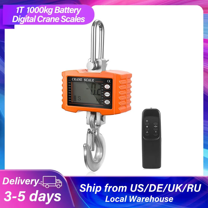 

1T Digital Crane Scales With Remote Control Battery Mini Bascula Balance Precision Gadgets Tools for Industrial Hanging Hook