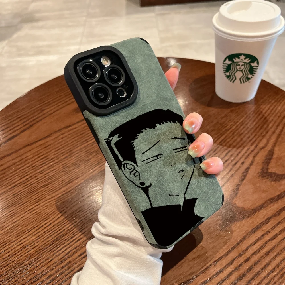 Luxury Gojo Satoru Geto Suguru Suede Leather Silicone Phone Case