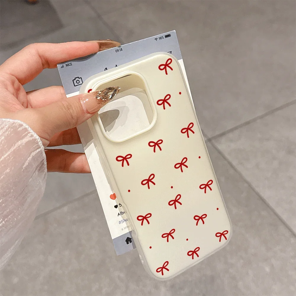 Elegant Heart Bow Candy Shell Phone Case - 2-in-1 Protection