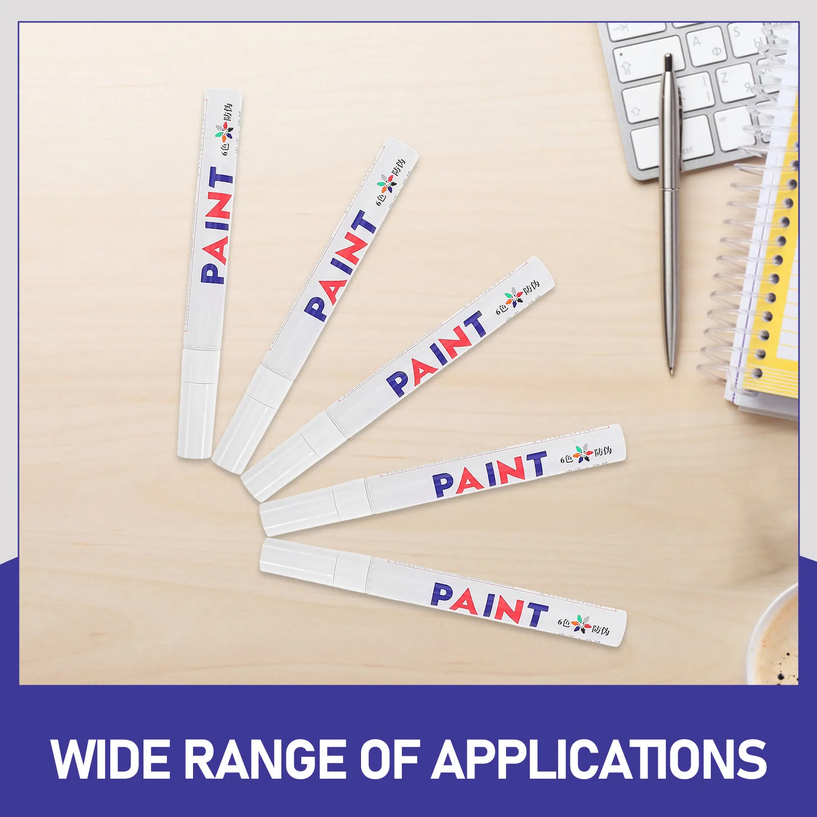 5Pcs 오일 기반 페인트 마커 DIY 그래피티 자동차 타이어 터치업 금속 플라스틱용 영구 속건성 방수 생생한 색상