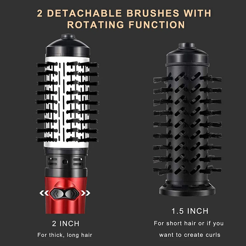 2 in 1 Rotating Electric Hair Straightener Brush Hair Curler Dryer Brush Hot Air Comb Negative Ion Styler Comb
