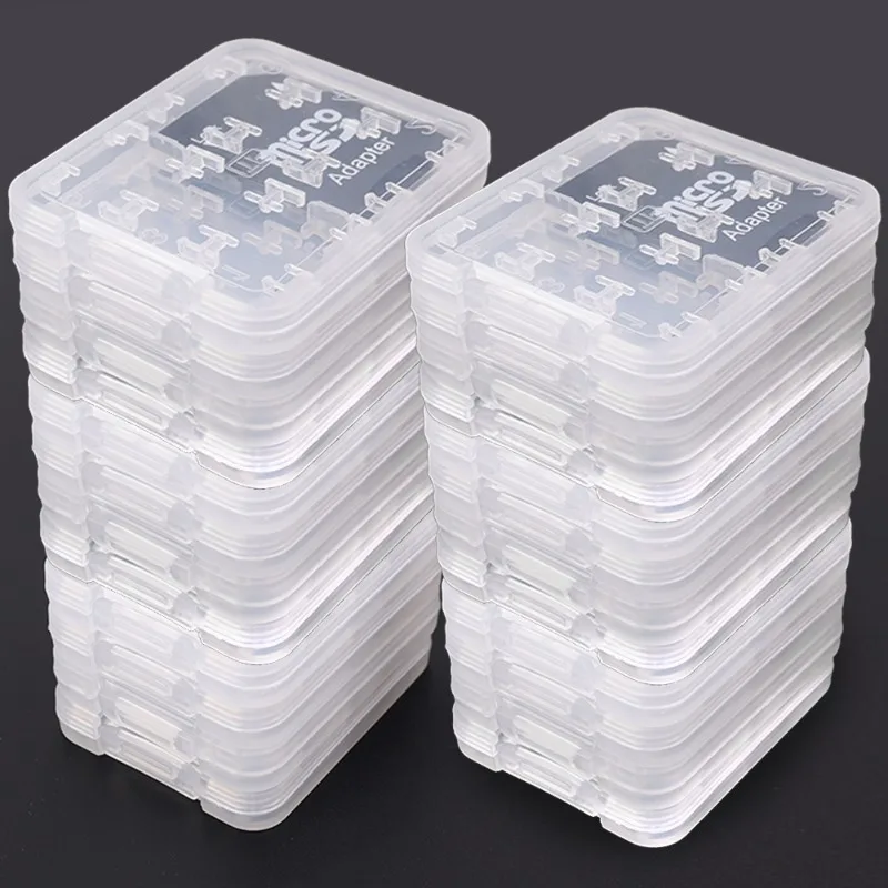 8 in 1 Protector Holder Plastic Transparent mini for SD SDHC TF MS Memory Card Storage Case 5/1pcs