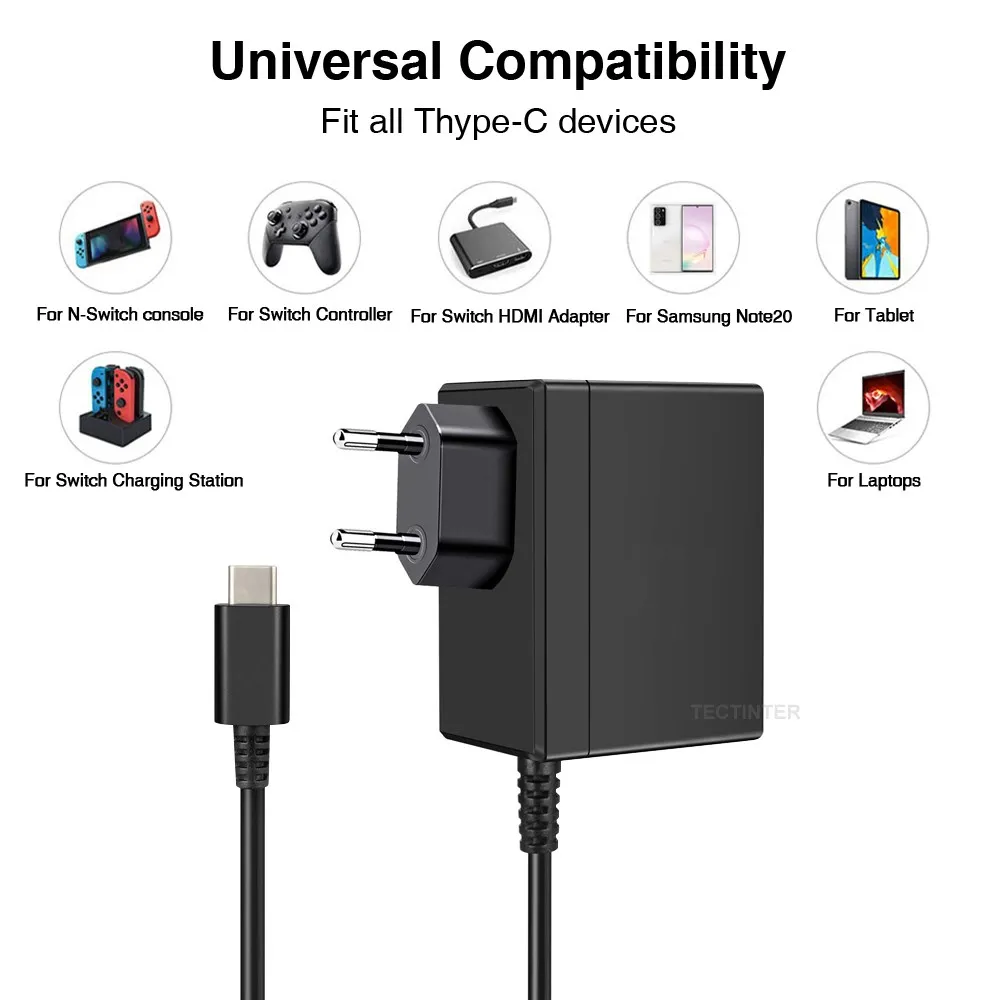 Switch Charger for Nintendo Switch, Switch AC Adapter Power Cord, Charger  Cable 15V/2.6A,5V 1.5A Compatible with Nintendo Switch/Switch OLED/Switch