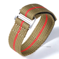 Durable Nylon Sport Watch Strap - Premium Fabric Wristband Bracelet - 22mm (Green red)