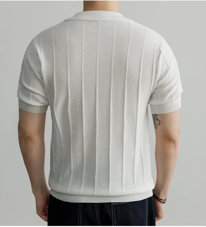 Frühling und Sommer Neues Luxuriöses Europäisches Kurzarm-V-Ausschnitt-T-Shirt Herren Mode-Pullover – Detail 20