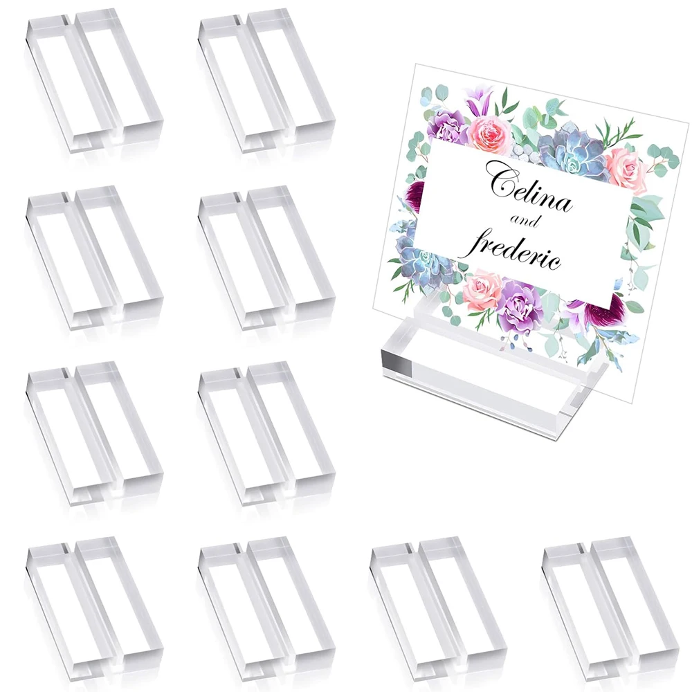 10Pcs Acrylic Place Card Holders Table Number Stands Card Display Office Home Wedding Party Decor