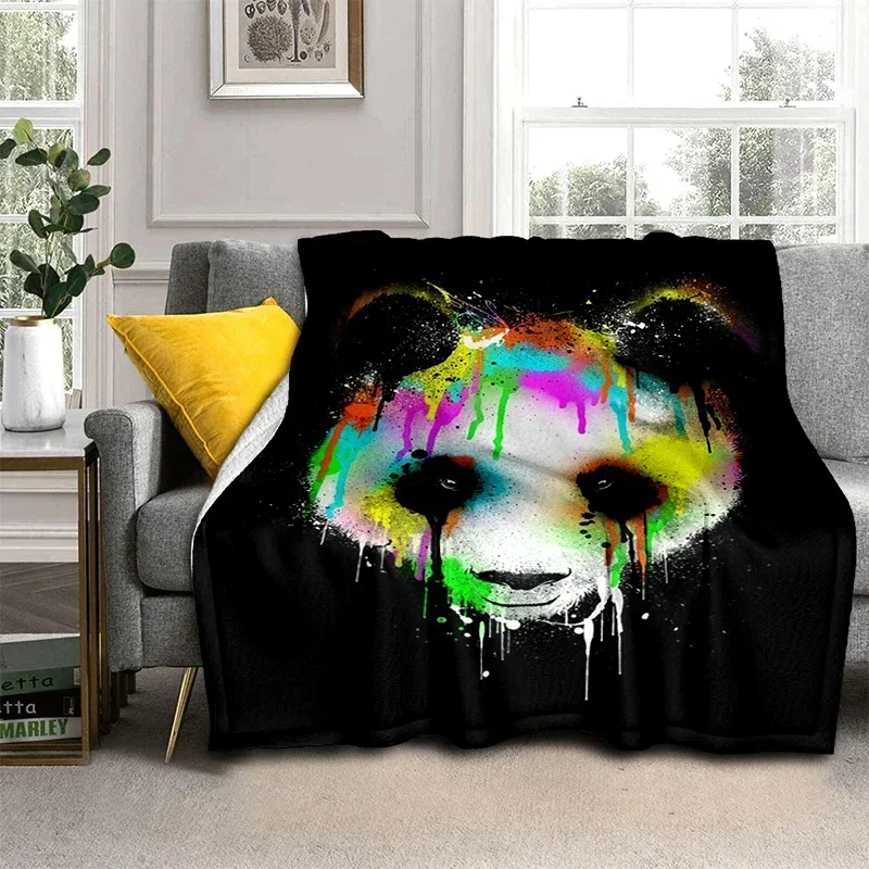 인쇄 플란넬 따뜻한 동물 팬더 담요, 에어컨 따뜻한 봉제 피크닉 수면 냅킨, 애완 동물 하이킹 담요 선물 