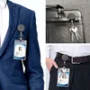 1pc Retractable Keyring Strong Heavy Duty Key Chain Steel Belt Clips Extending Steel Lanyard Reel Cool Fashion Black Key Ring 6