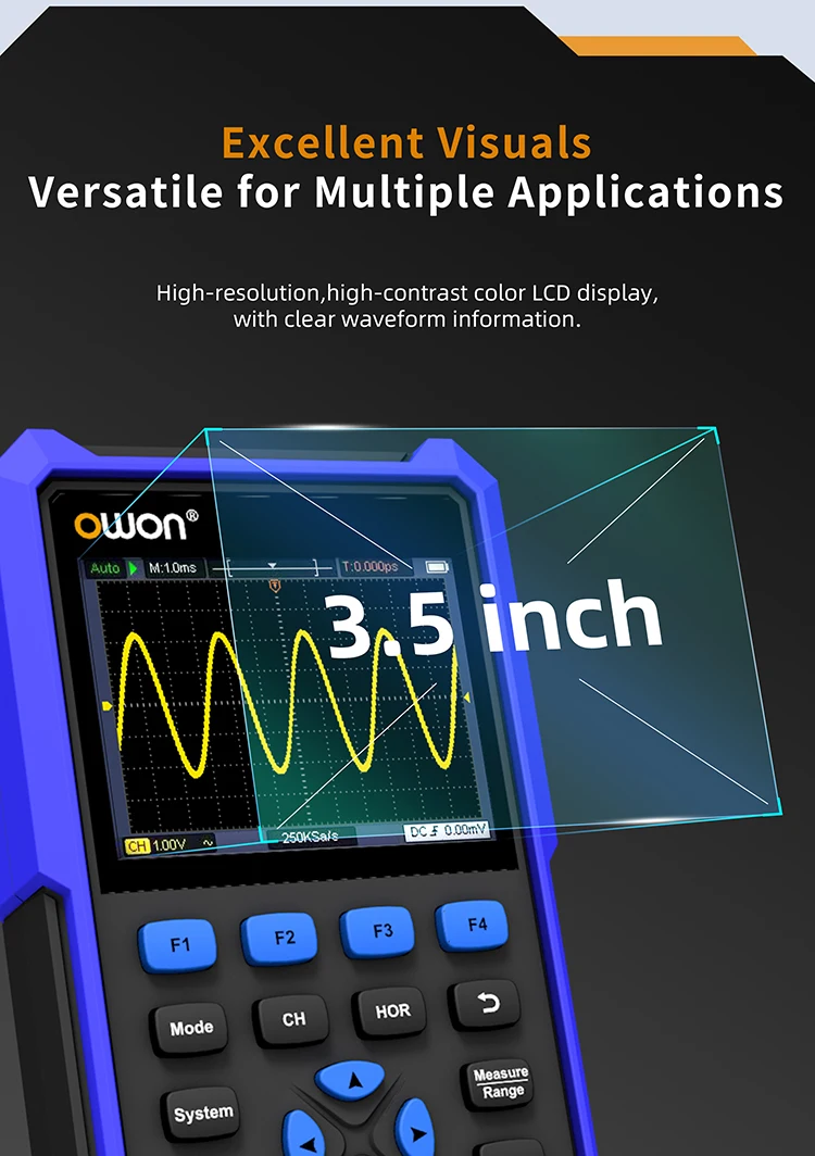 40MHz 70MHz Single Channel Simple 3-in-1 Handheld Digital Oscilloscope 250Msa/s+
