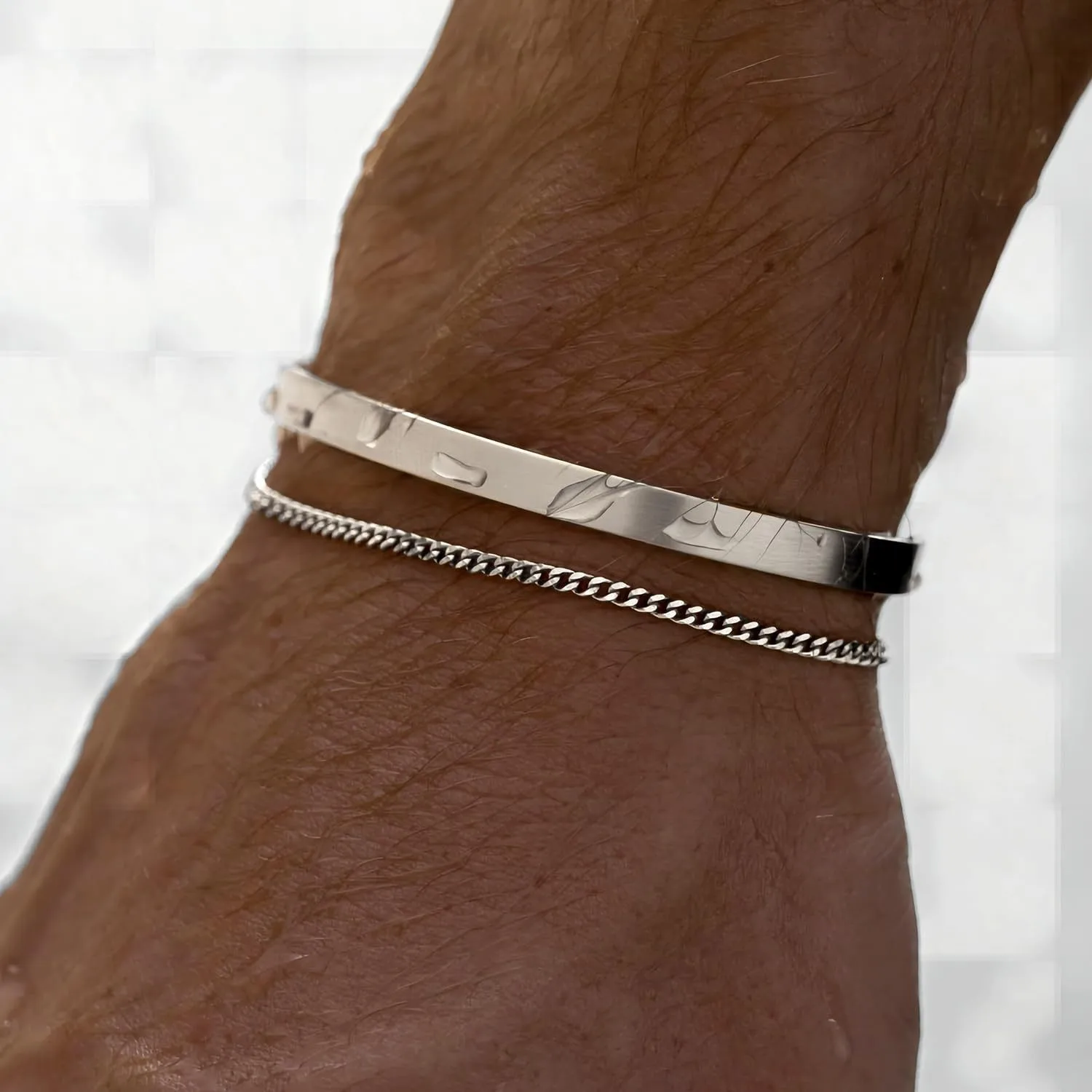 Bracelet Homme Cuir Noir Et Acier Inoxydable – Fermoir Magnétique 19-23cm