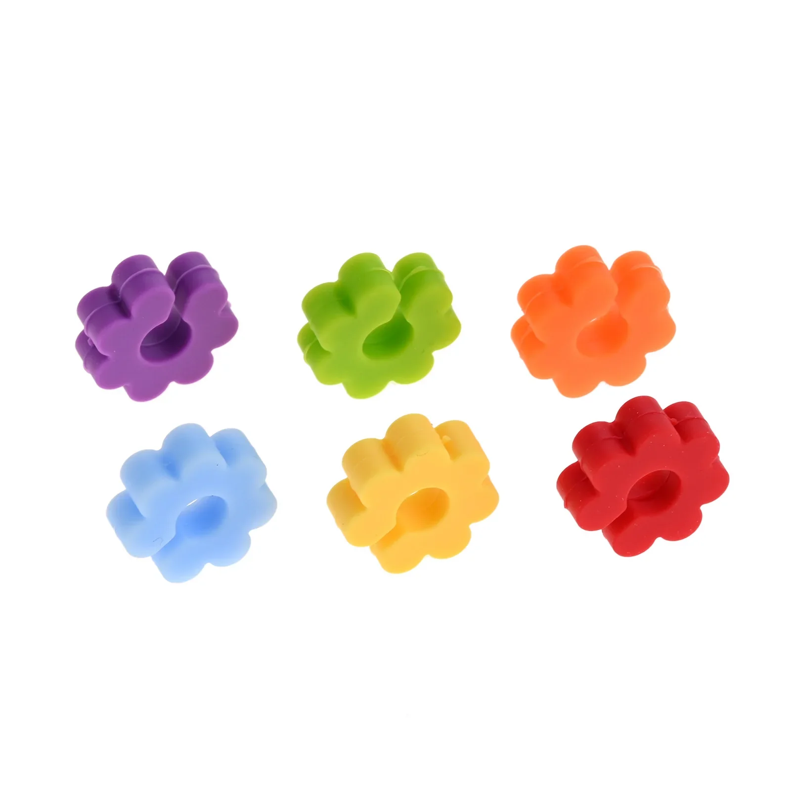 6Pcs Silicone Wine Glass Marker Flower Shape Drinking Glass Identification Tag Colorful Cup Label for Bar Party Wedding Supplies