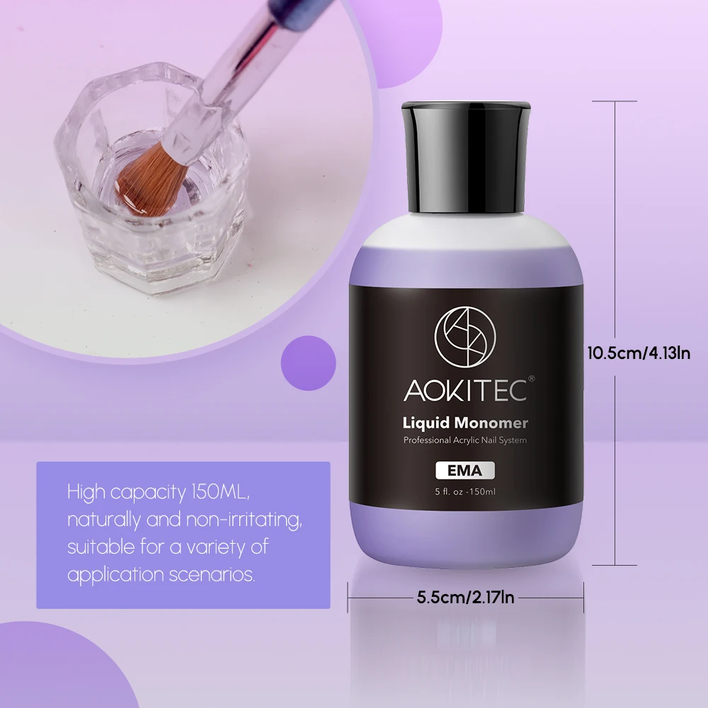Aokitec 150ML EMA Monomer Nail Acrylic Crystal Liquid For Acrylic Powder Manicure Extension Carving Art DIY Extension Nails 3