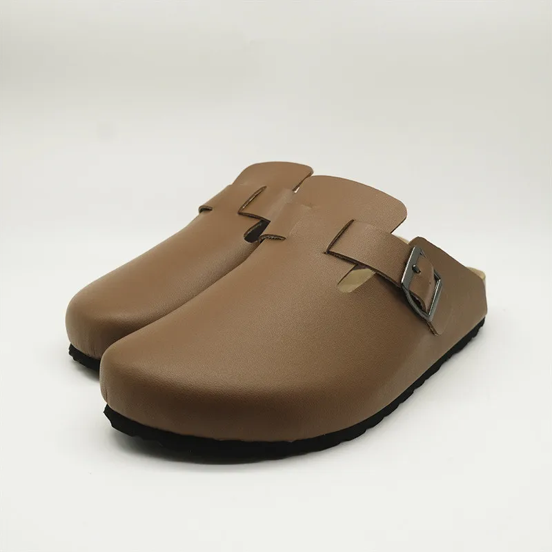 2024 Spring Women Closed Toe Slippers Lady Soft Leather Clogs Sandals for Men Retro Fashion Garden Mule Clog Lovers Slides 35-45