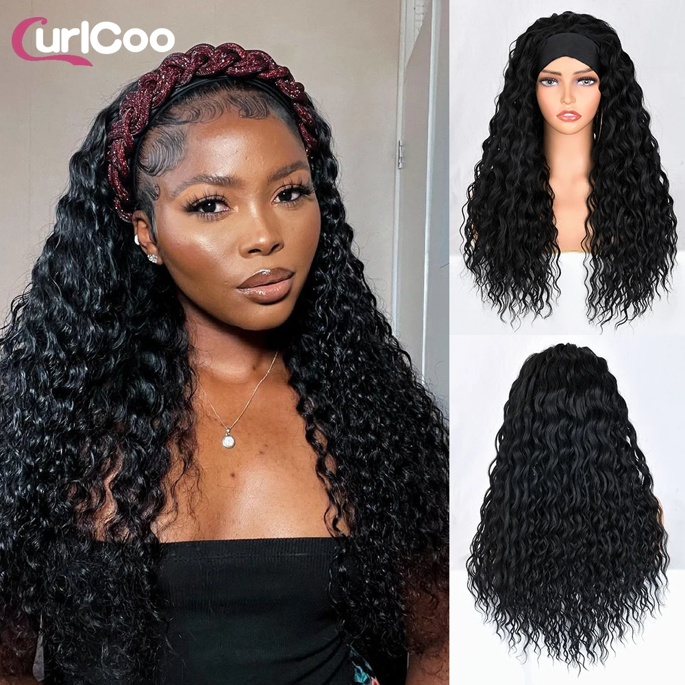 Headband Wig Long Highlight Synthetic Wigs For Black Women 26