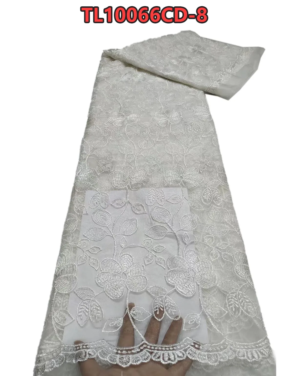 

2023 Latest African Lace Fabric Glitter Beads Net Lace Fabric Sequins High Quality Nigerian Lace TL10066CD