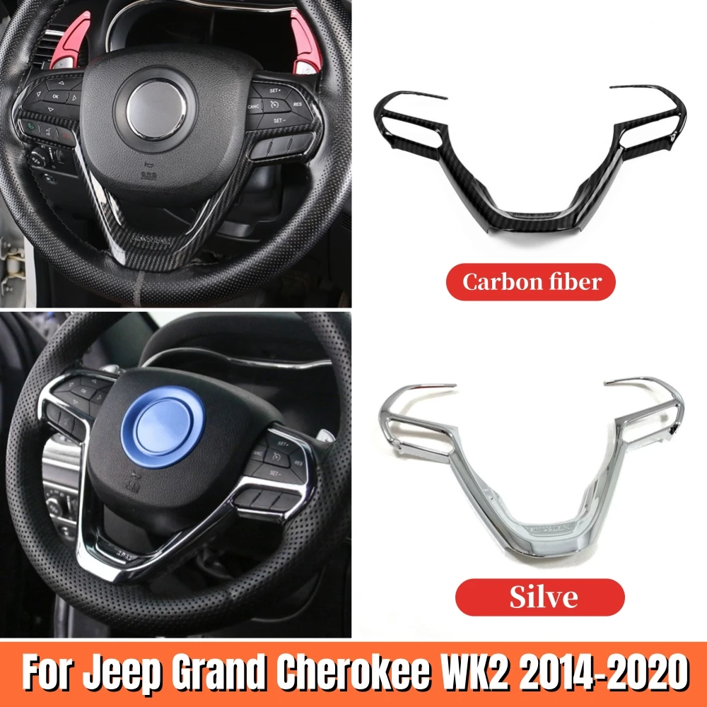 

For Jeep Grand Cherokee WK2 2014-2019 2020 ABS Plastic Car Steering Wheel Button Frame Cover Trim Decoration Sticker Accessories