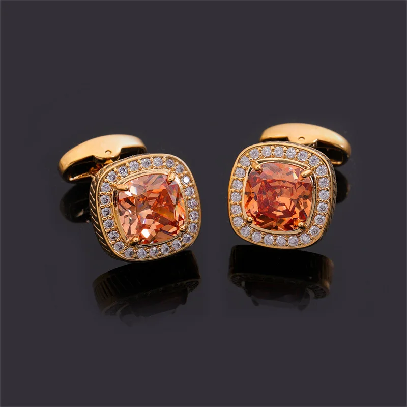 럭셔리 사각 지르콘 커프스 링크스 남성 여성 프렌치 셔츠 액세서리 비즈니스 연회 웨딩 반귀석 커프 버튼