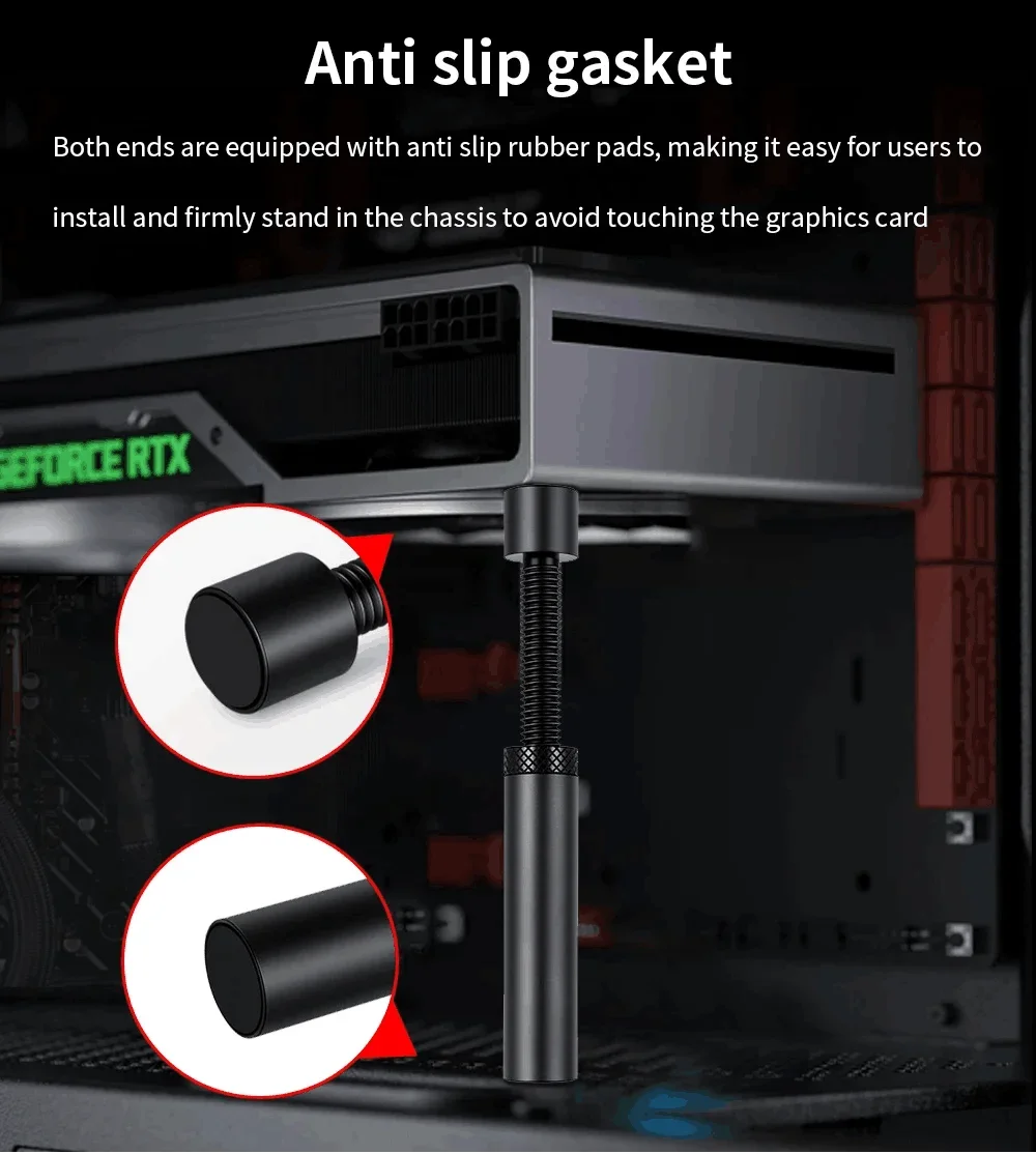 알루미늄 GPU 홀더 수직 텔레스코픽 회전식 자기 브래킷 그래픽 카드 지지대 조절 가능 27-120mm